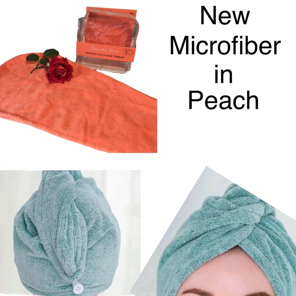 Tame the mane microfiber hair turban Spa Solutions peach NIB